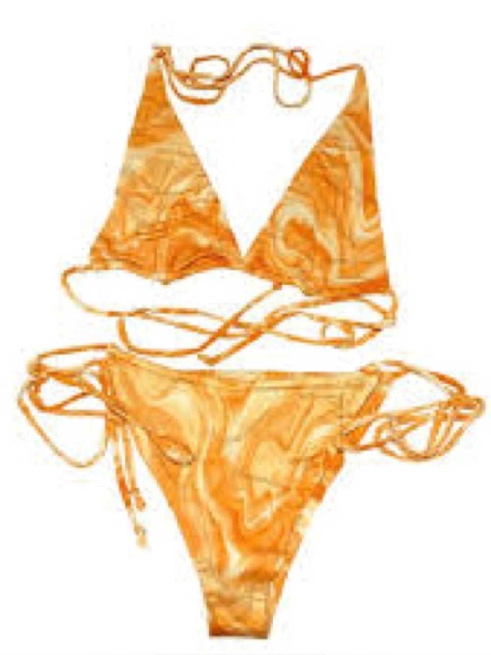 255 - naked wardrobe NWT Orange Marble Tie-Side Bikini Set, Size Large - Picture 1 of 5